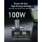 ⁦Anker Prime Charger (100W, 3 Ports, GaN) -Silver⁩ - الصورة ⁦2⁩
